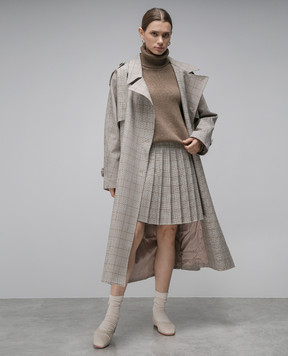 CO Beige check pleated skirt 3217MPWS
