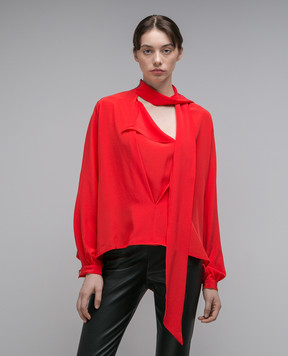 Victoria Beckham Red silk blouse with ascot collar 1423WTP004967A