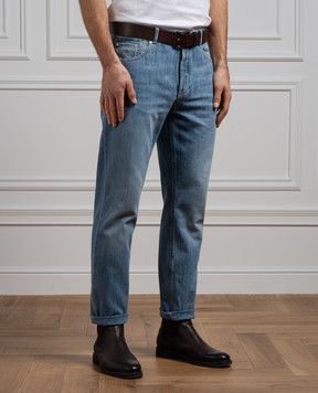Brunello Cucinelli Blue distressed jeans with logo M0Z37D3210