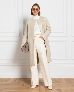 Toteme Beige leather coat 2331050610