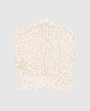 Balmain Children's beige animal print top BS5A32P0282410