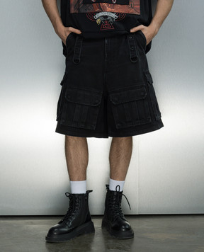Vetements Black denim cargo shorts UE64SS100B
