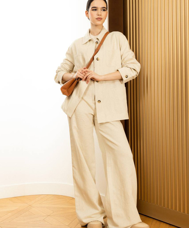 Max Mara - Beige Newport shirt with linen NEWPORT - shop