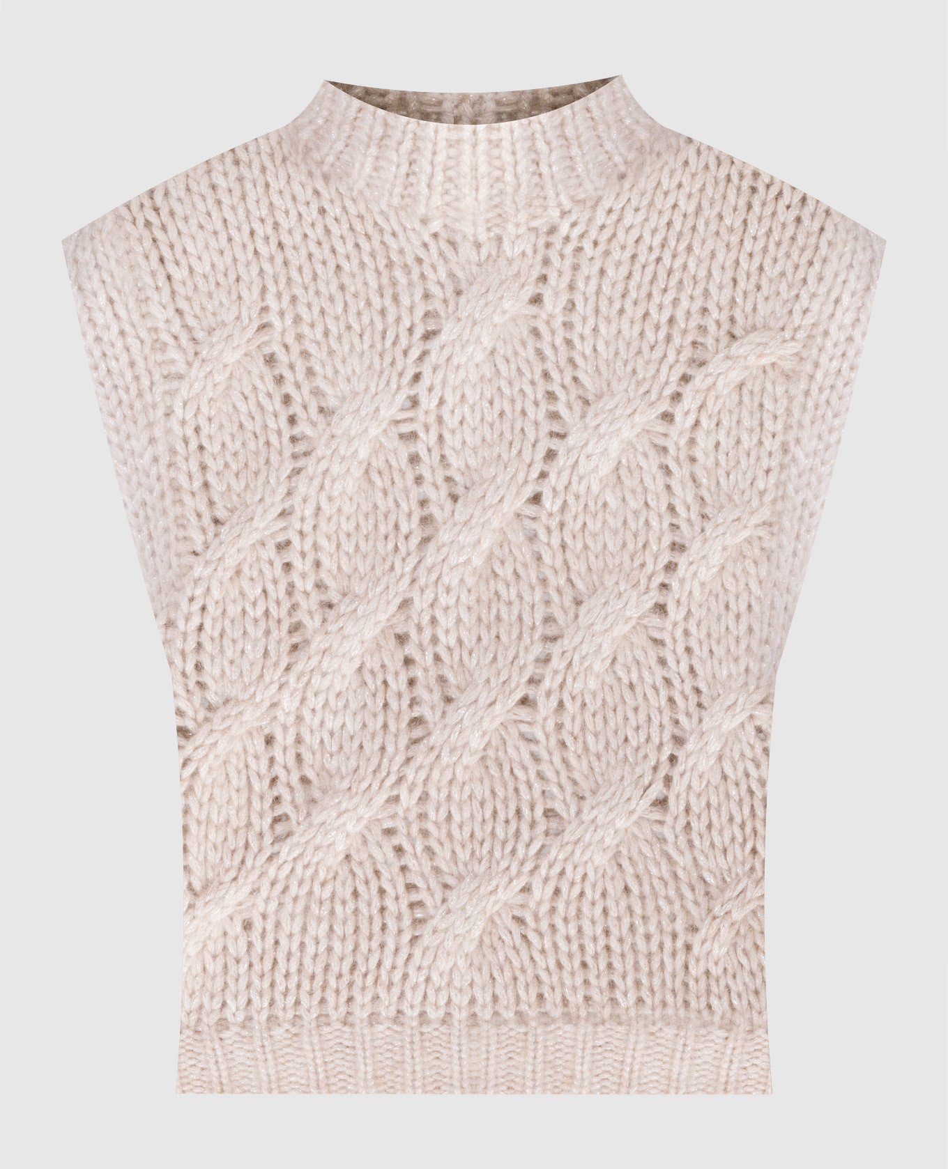 

Beige vest in a textured pattern with lurex Brunello Cucinelli