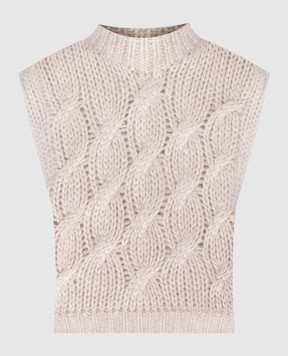 Brunello Cucinelli Beige vest in a textured pattern with lurex MMA371404