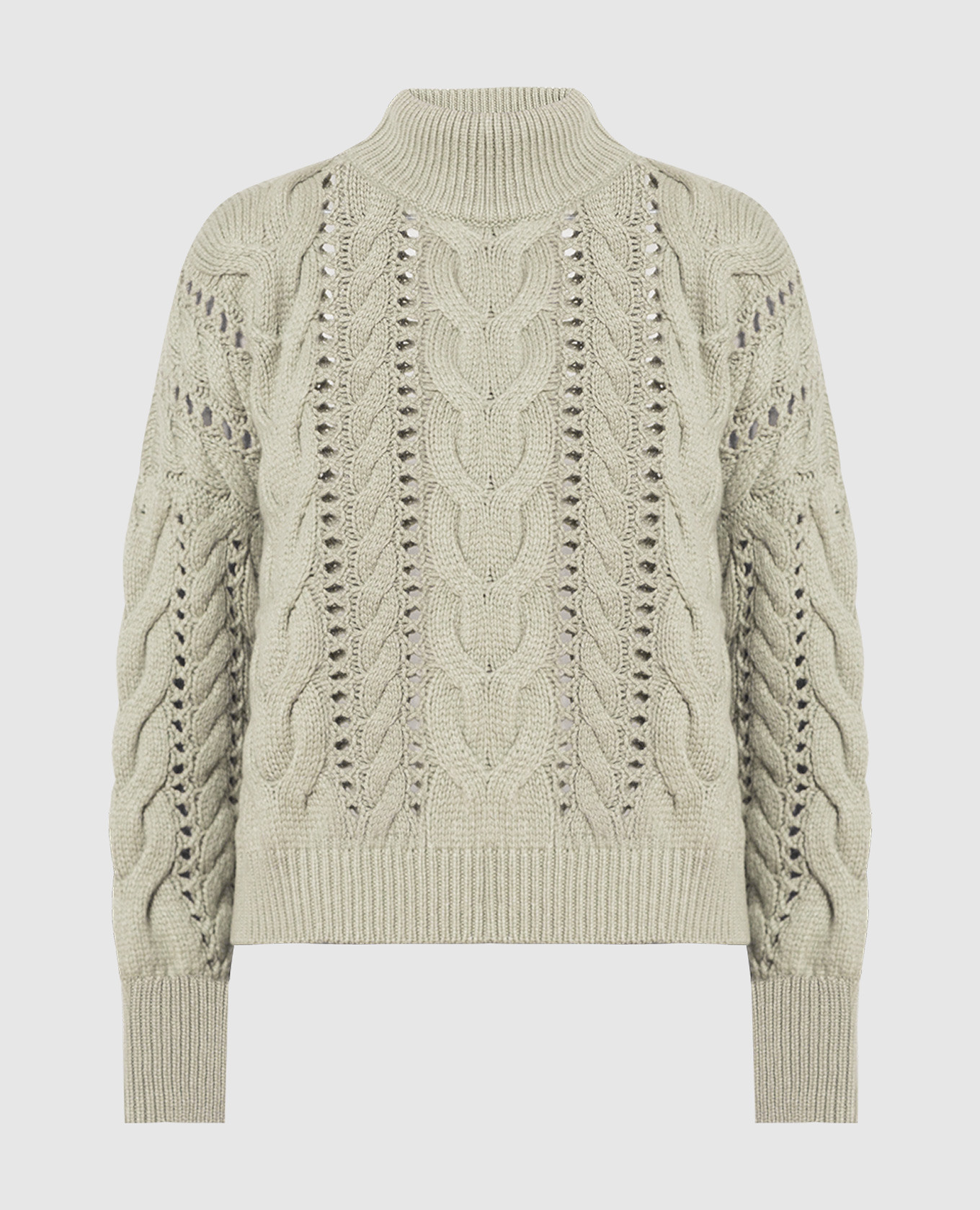 Green wool, cashmere and silk sweater with monil chain brunello cucinelli