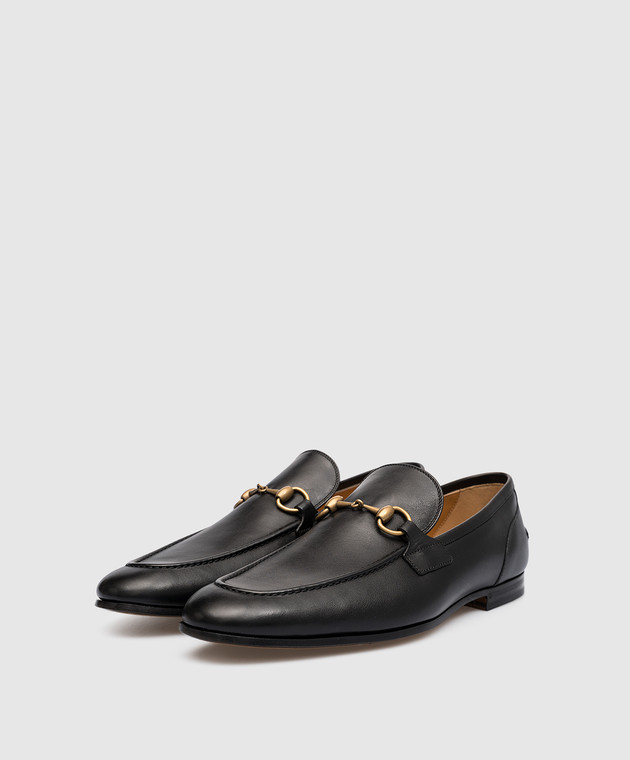 Gucci - Black Jordan Leather Loafers with Horsebit Metal  display picture 1