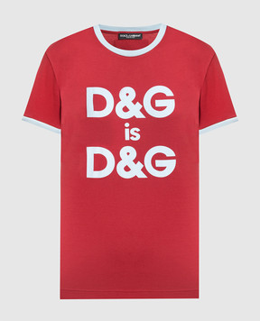 Dolce&Gabbana Burgundy t-shirt with DG logo print F8H32ZG7RDG