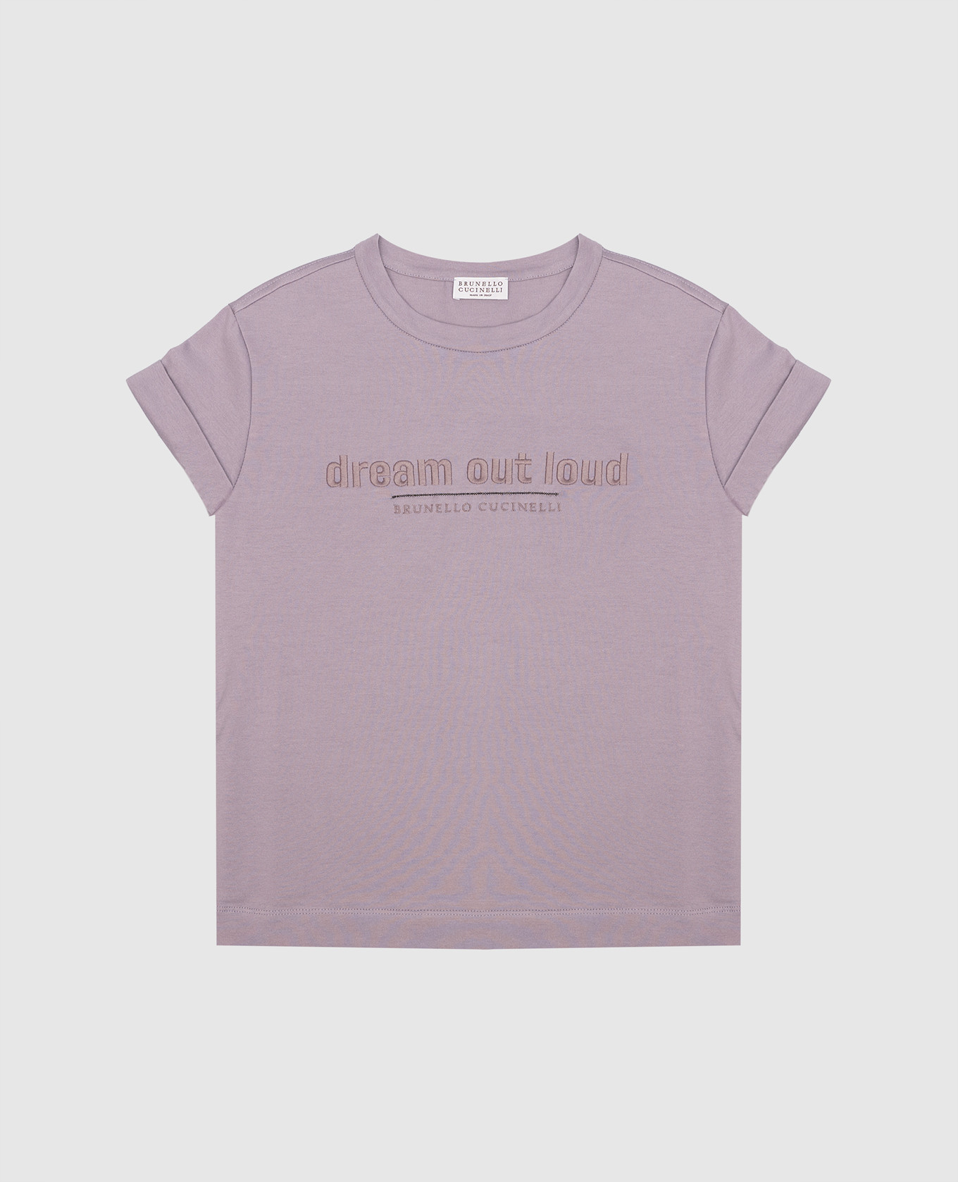 Children's purple t-shirt with embroidery brunello cucinelli