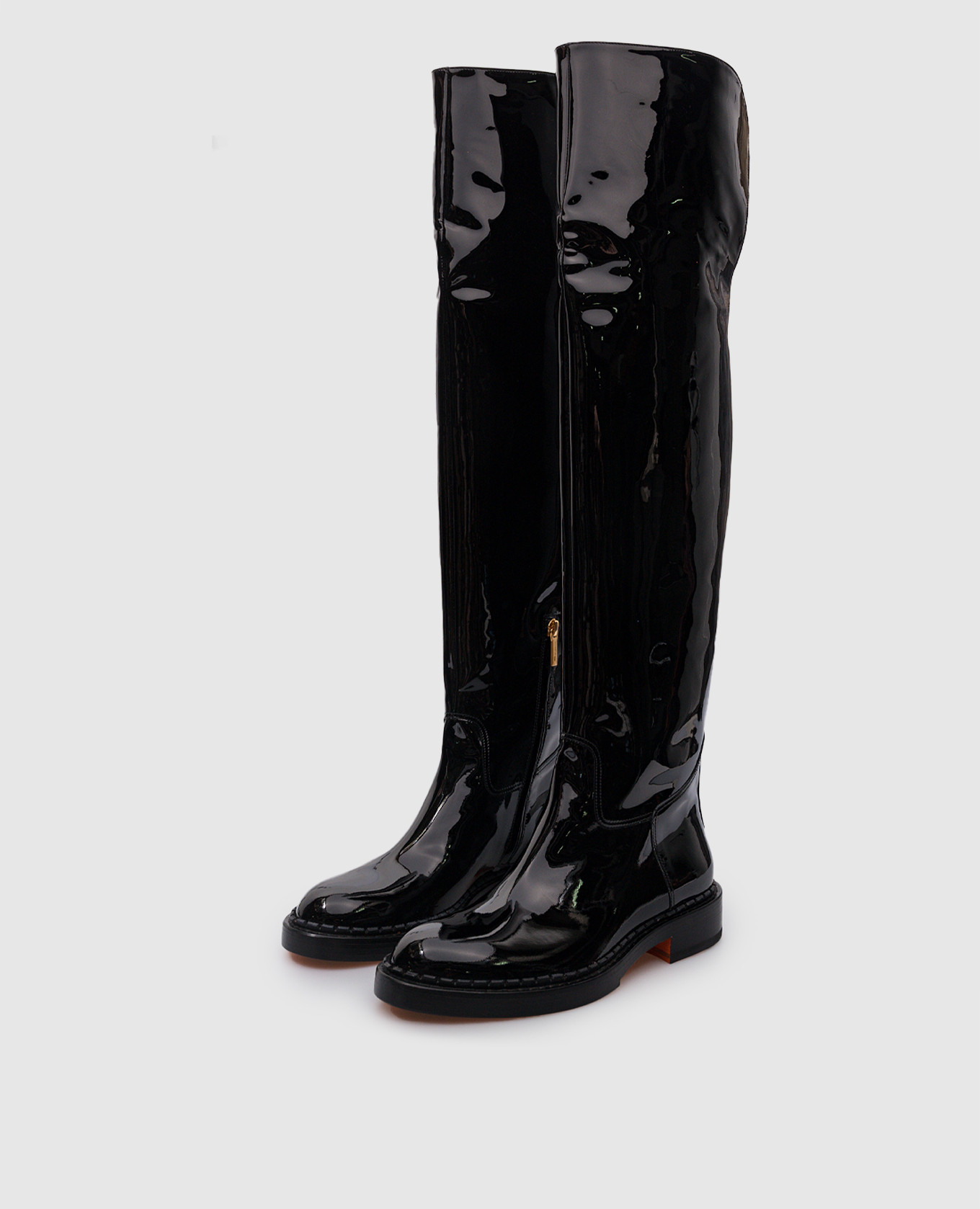 

Black patent leather boots Santoni