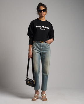 Balmain Black sweatshirt with logo print CF1JO065BB02