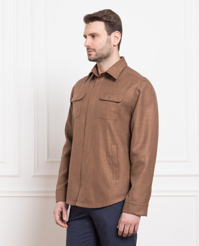 Enrico Mandelli Brown wool, silk and linen jacket A6T5275117