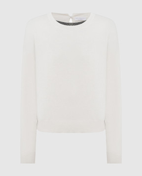 Brunello Cucinelli Beige cashmere sweater with monil chain M12189310