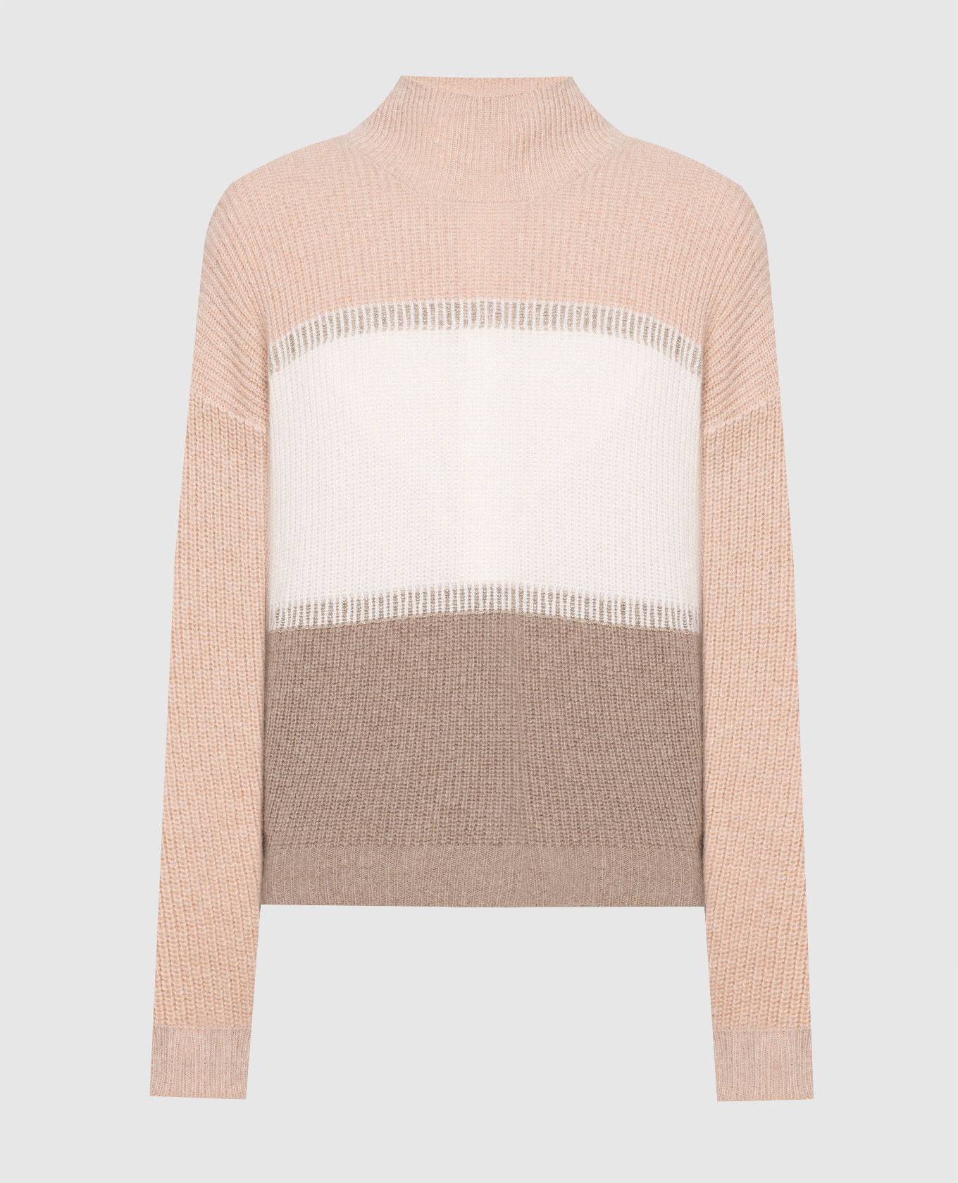 Beige wool, silk and cashmere sweater with monil chain Peserico