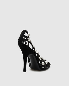The Attico Black Grid pumps with crystals 236WS744L007R