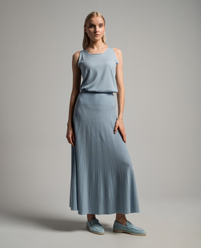 Babe Pay Pls Blue wool pleated top and skirt suit MD9792318465R