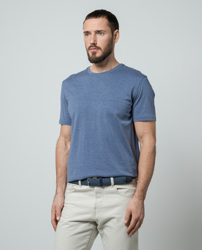 ISAIA Blue logo silk t-shirt MCI154JP001