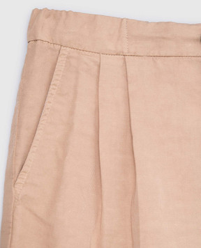 Brunello Cucinelli Children's brown linen trousers with lapels B291DP113B