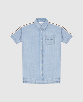 Palm Angels Children's blue denim shirt dress with logo PGYM002S24DEN001