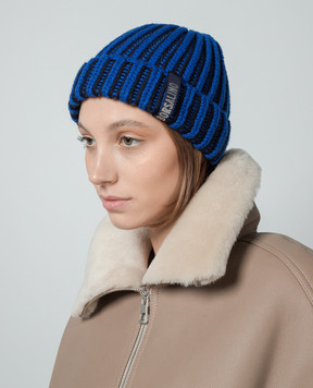 Borsalino Blue wool cap with logo 130372WV