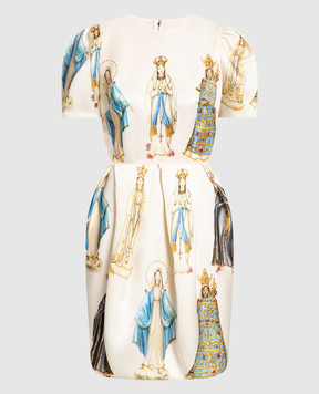 Dolce&Gabbana Beige Madonne print silk dress F6D9LTGDN33
