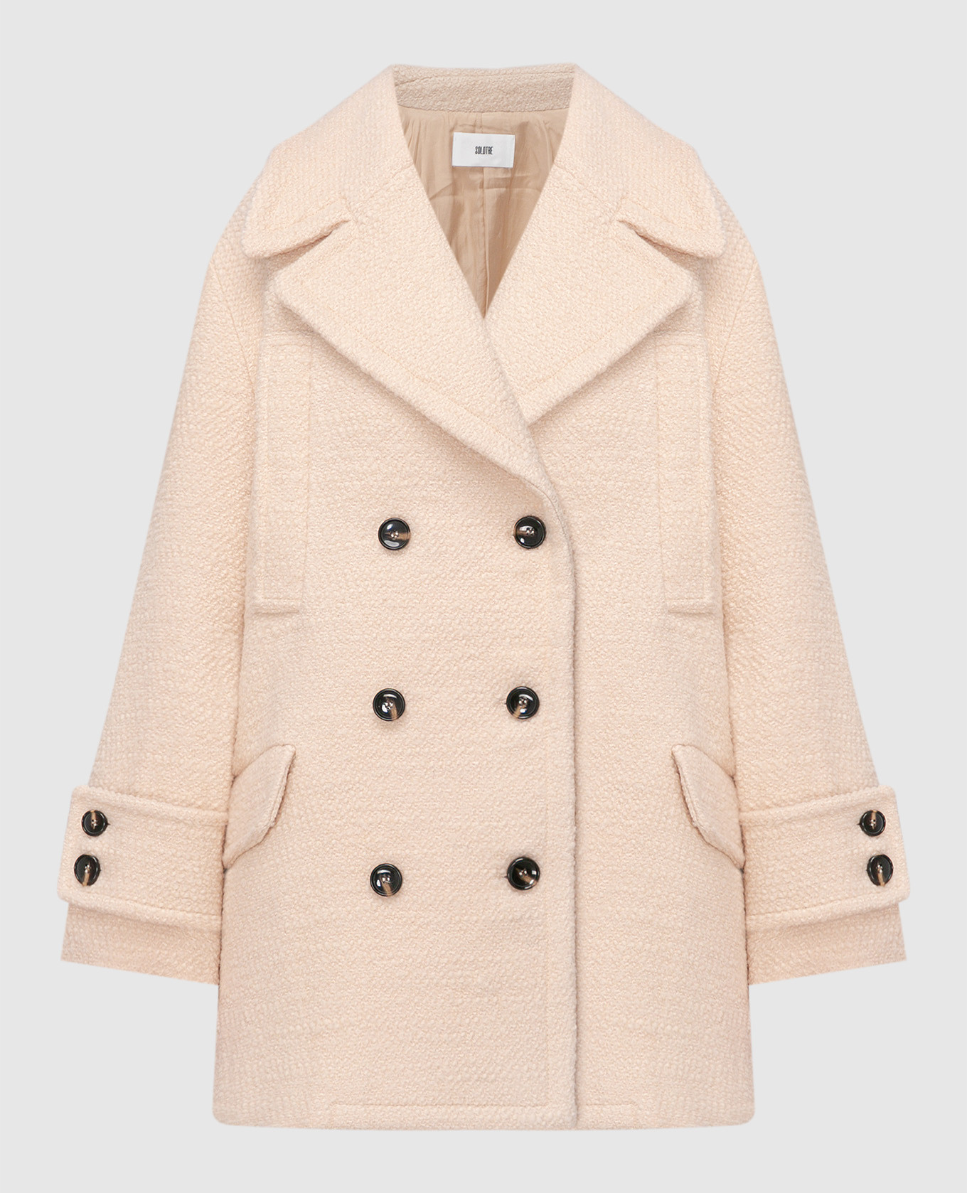 Beige double-breasted coat made of wool solotre