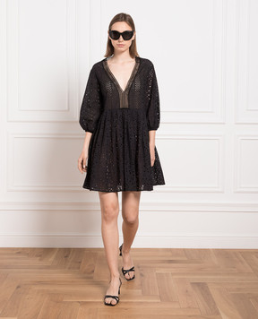 Ermanno Scervino Black mini dress with broderie embroidery D424K324SZB