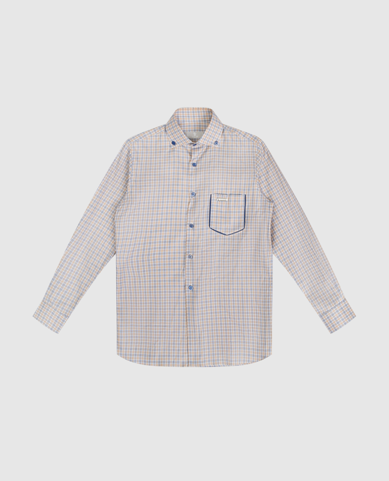Children's beige checked shirt stefano ricci