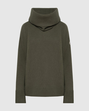 Moncler Green wool sweater with a free cut 9F00015M1241