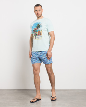 Vilebrequin Blue Micro Tortues Rainbow Print Swim Shorts MSOU3F39