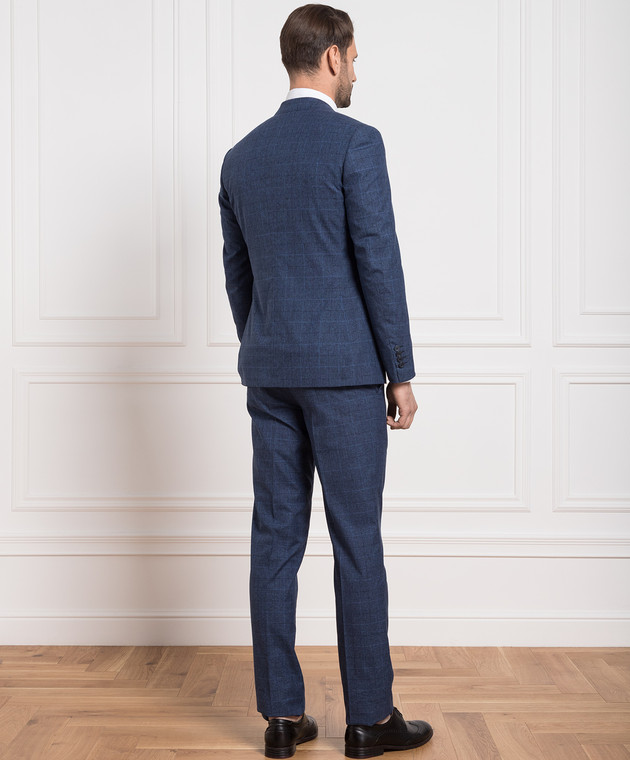 Stefano Ricci Blue checked suit M5SMFI2220BI37HC shop with