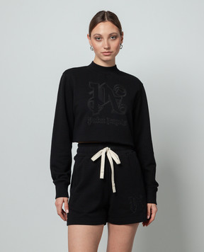 Palm Angels Black Statement sweatshirt with logo embroidery PWBA016R24FLE001