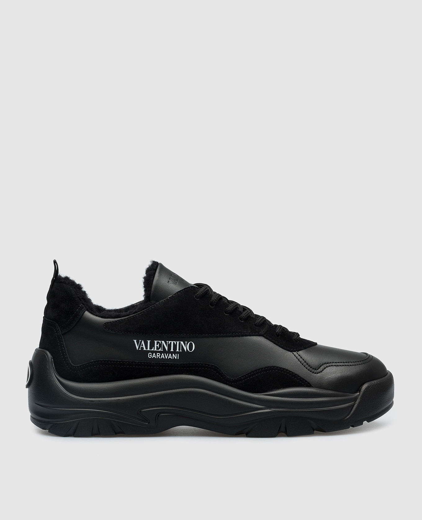 

Black leather sneakers with logo Valentino