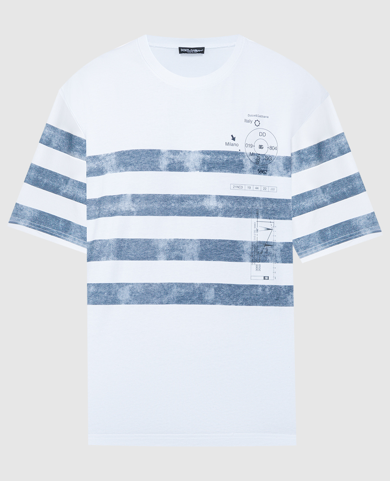 White t-shirt in a stripe with a print dolce&gabbana