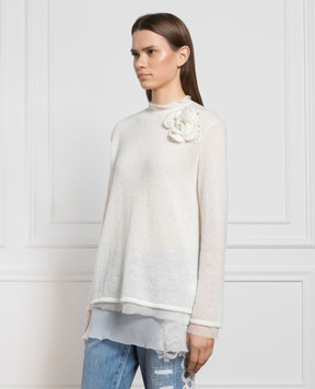 Ermanno Scervino White jumper with appliqué D432L322ODX
