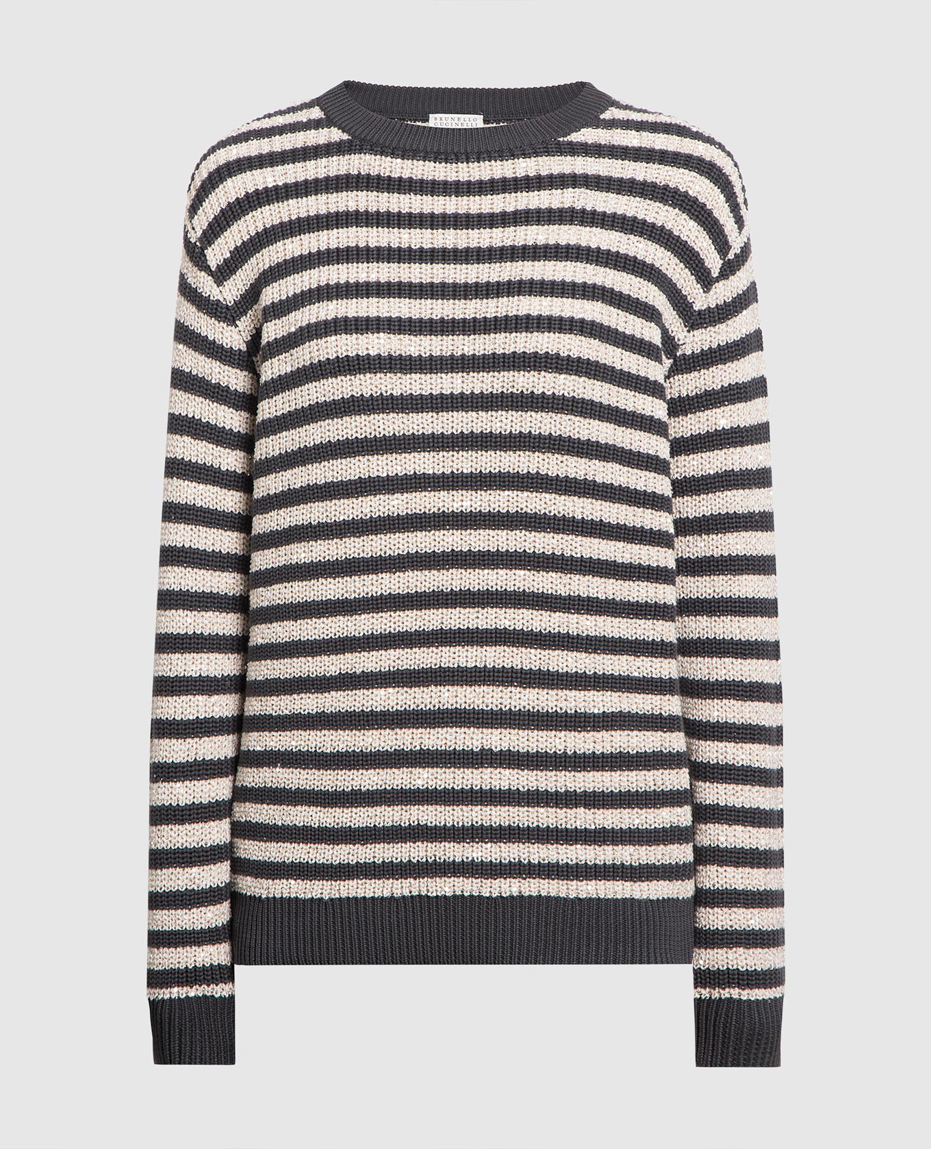 

Gray jumper with sequins in a stripe Brunello Cucinelli, Grey
