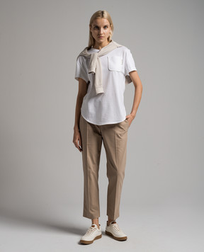 Brunello Cucinelli White t-shirt with monil chain M0T81EH900