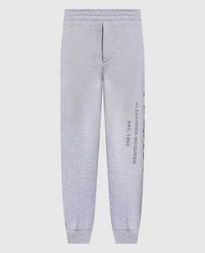Alexander McQueen Gray joggers with graffiti logo print 688714QVZ81