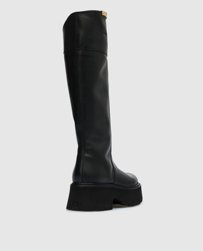 N21 Black leather boots with logo 23ISP04510451