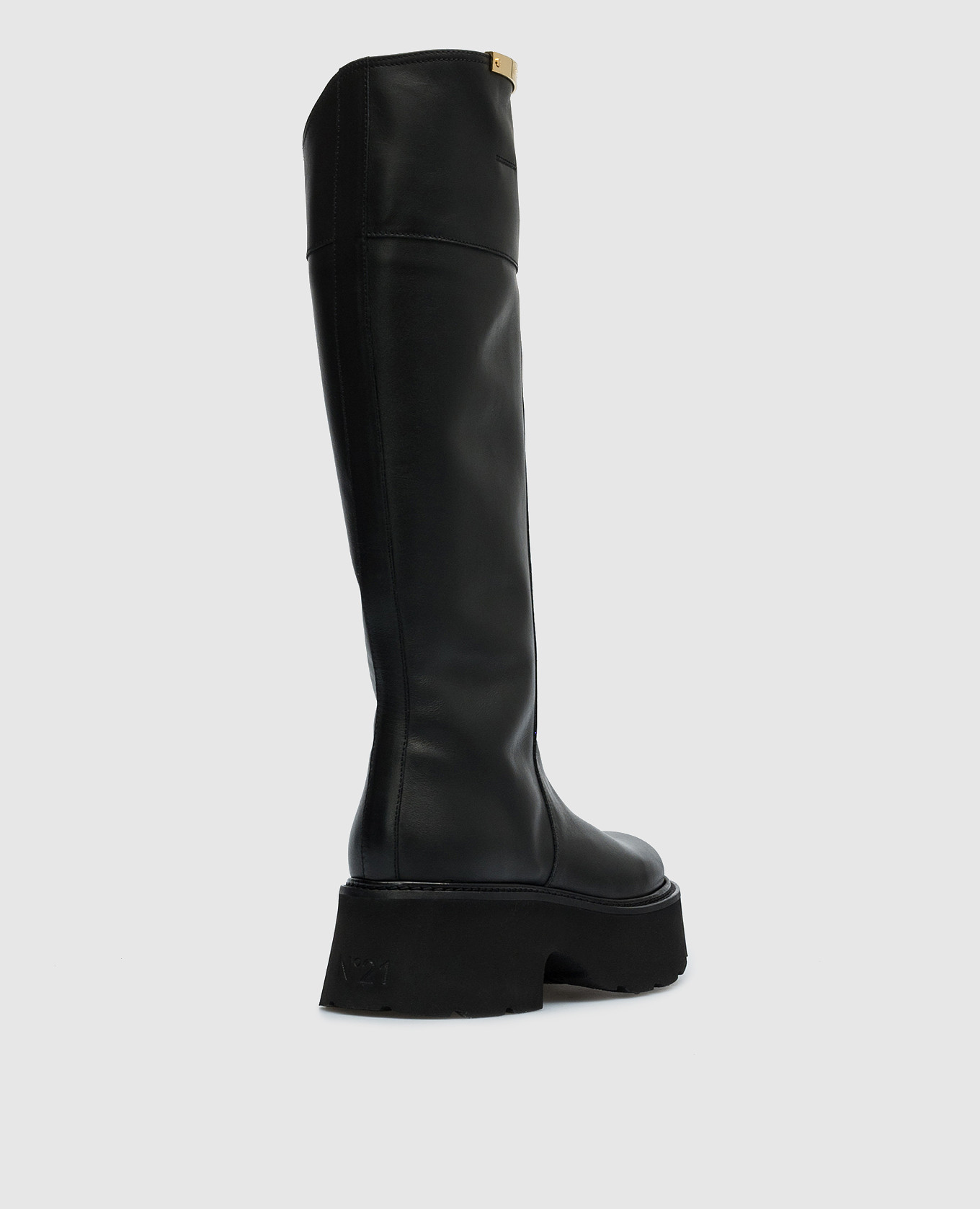 Black leather boots with logo N21 3