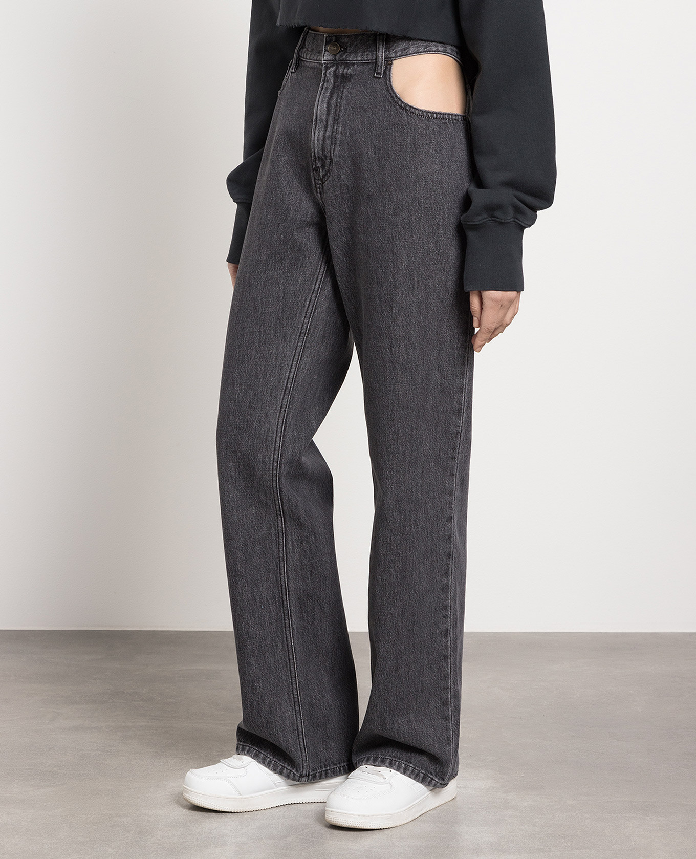 Gray boyfriend jeans with cutouts Gauchere 3