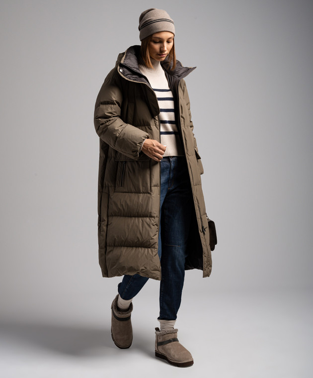 Brunello Cucinelli - Brown down jacket with monil chain MB5749749