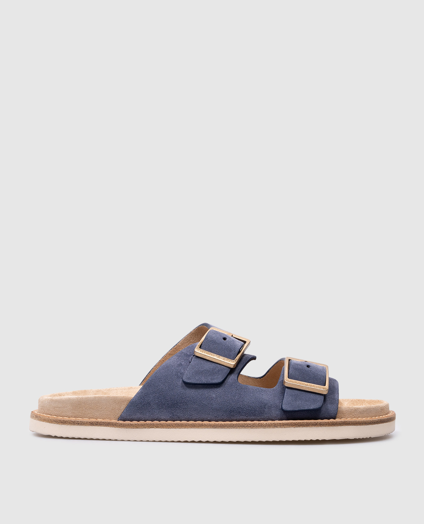 Brunello Cucinelli - Blue leather sandals with an adjustable