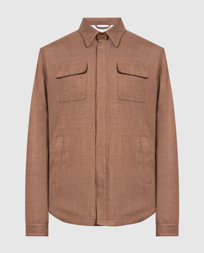 Enrico Mandelli Brown wool, silk and linen jacket A6T5275117