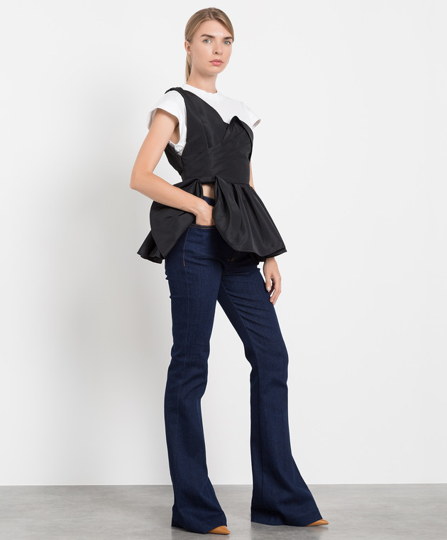 トップス AlexanderMcQueen PEPLUM T-SHIRT ALEXANDER MCQUEEN Layered Peplum Taffeta And Jersey T-Shirt