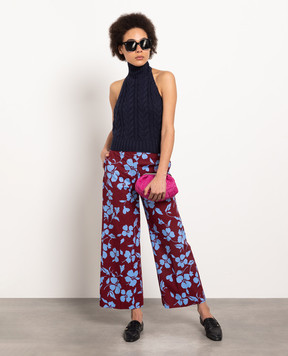 Max Mara Weekend Stegola burgundy pants in a floral print STEGOLA