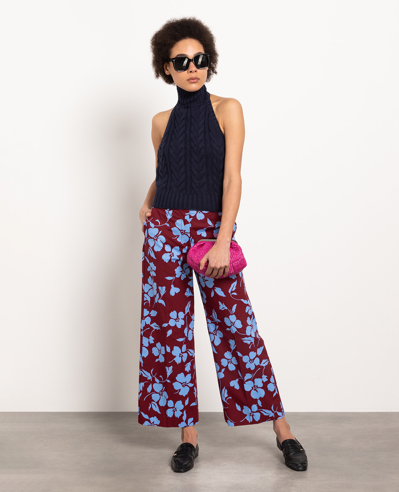 Stegola burgundy pants in a floral print Max Mara Weekend 2