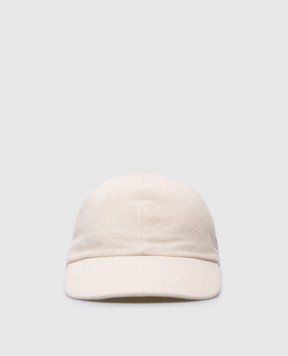 Borsalino White cashmere cap with logo 13373EWS