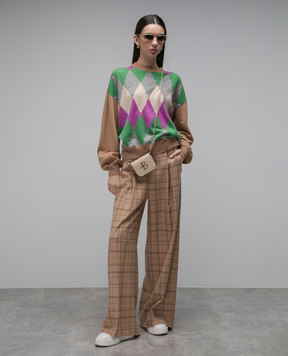 Ballantyne Beige sweater made of cashmere in a geometric pattern B1P67412KG1