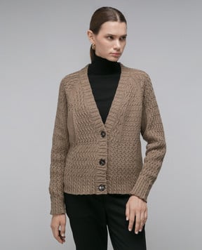 CO Cardigan with a textured khaki pattern 7966PCY
